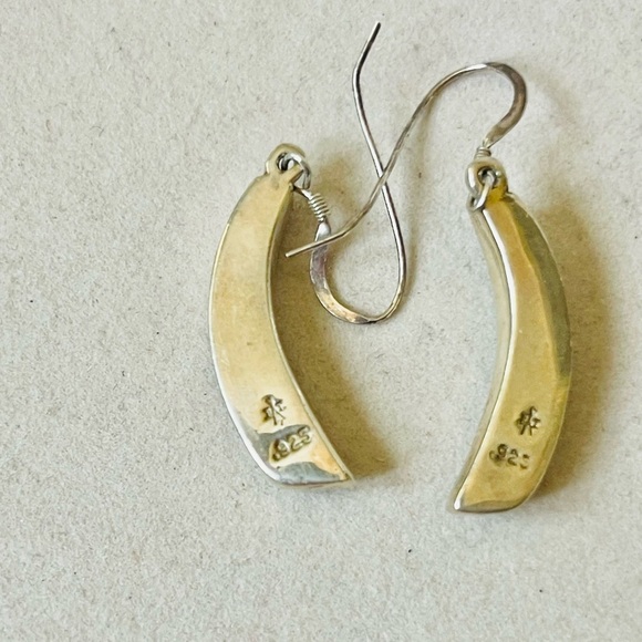 VTG Native American Earrings St Silver 925 Turquoise Opal Inlay Signed Marked - Picture 3 of 8